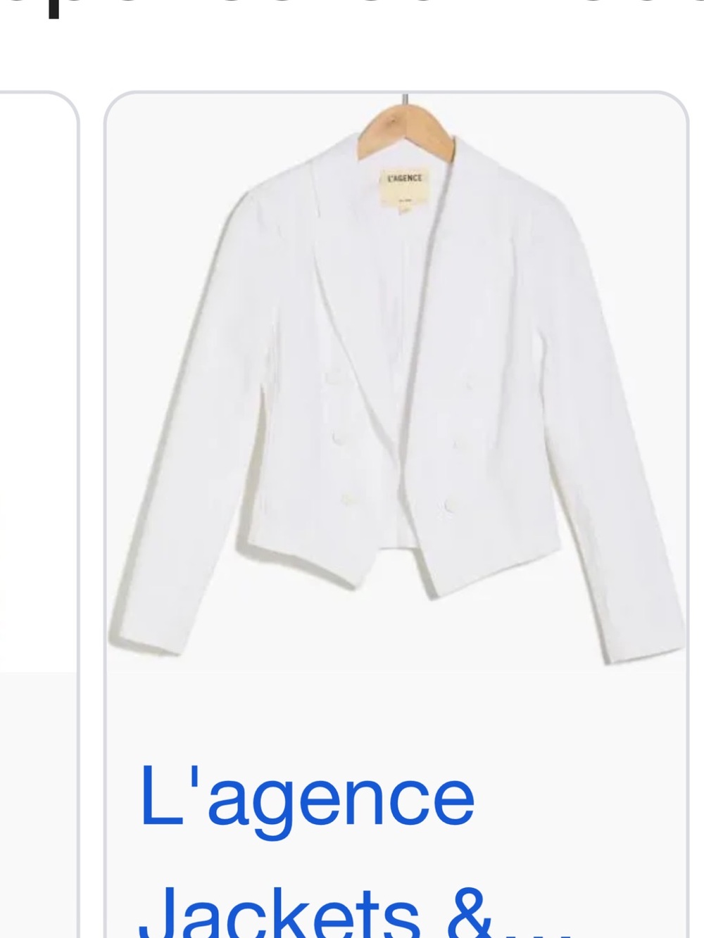 L'AGENCE White Double-Breasted Cropped Blazer